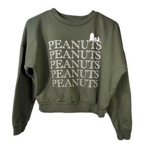 Peanuts Snoopy Green Cropped Sweatshirt
